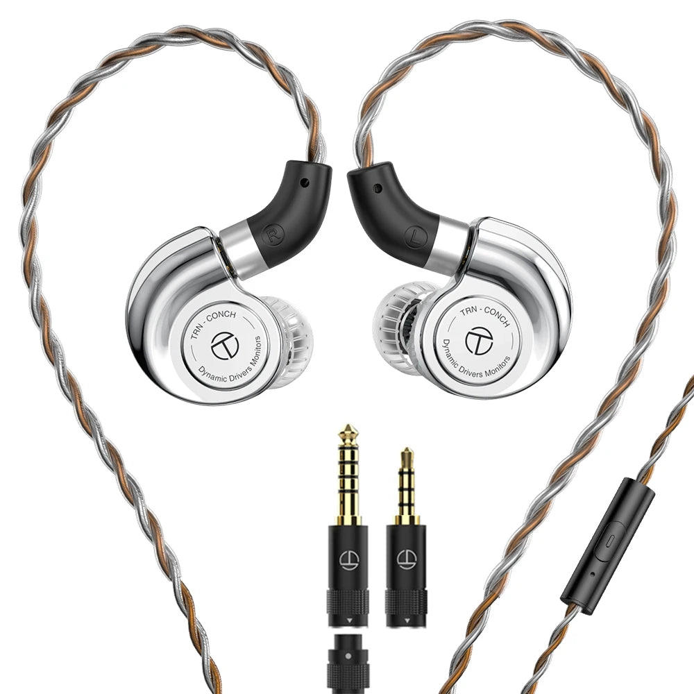 TRN Conch Lucky Bag In-Ear Monitors – DLC Diamond Dynamic HiFi Wired Earphones with Tuning Nozzle Filters for Xiaomi