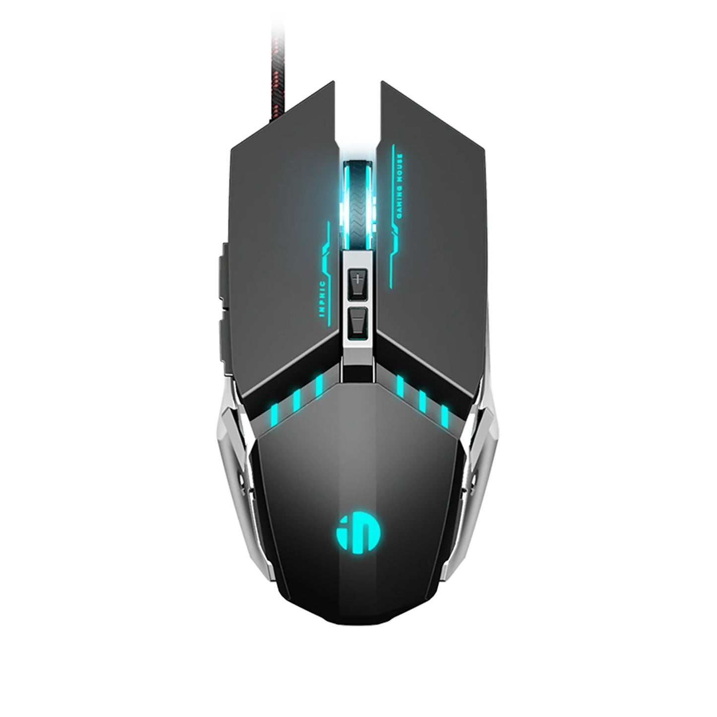 INPHIC W2 Gaming Mouse 8800 DPI Wired USB Optical Mouse with 6 Programmable Buttons, Silent Click, Ergonomic Design & RGB Breathing Light