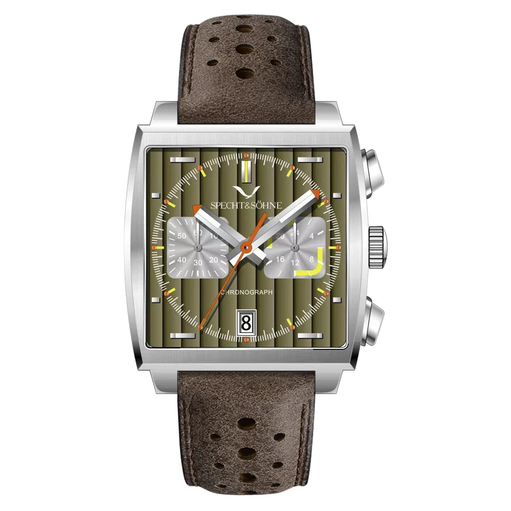Specht&Sohne New Arrivals Japan VK64 Chronograph Men Quartz Watch 316L Stainless Steel Leather Strap Luminous Waterproof 30M