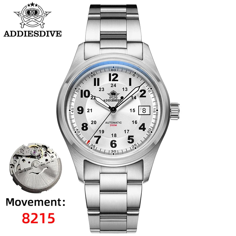 ADDIESDIVE AD2525 Automatic Watches For Men 39mm Sapphire Japanese 8215 Mechanical Watch Waterproof 20Bar Luminous Luxury Watch