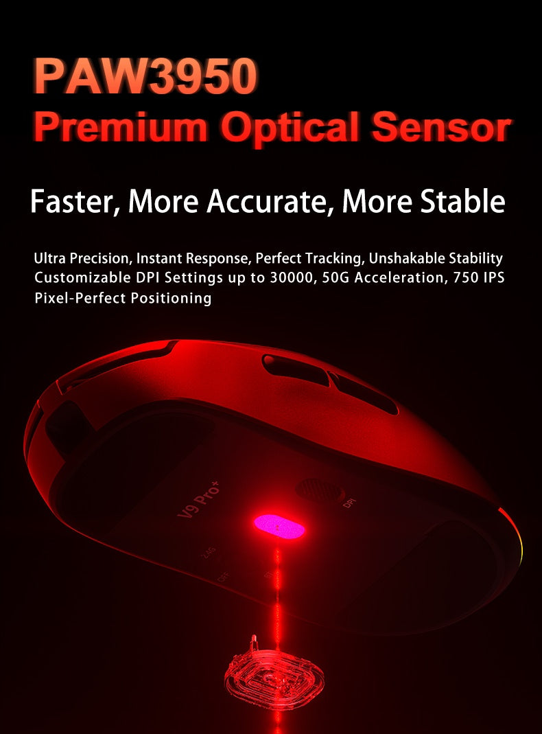 AULA V9 Ultra Wireless Gaming Mouse PAW3950, 8K Polling Rate, Tri-Mode Lightweight Ergonomic Gaming Mouse for PC & Esports