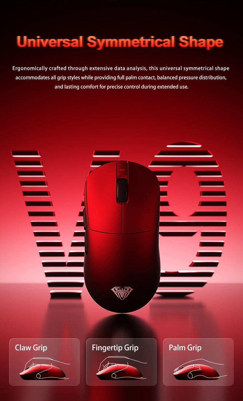AULA V9 Ultra Wireless Gaming Mouse PAW3950, 8K Polling Rate, Tri-Mode Lightweight Ergonomic Gaming Mouse for PC & Esports