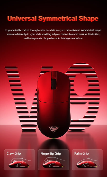 AULA V9 Ultra Wireless Gaming Mouse PAW3950, 8K Polling Rate, Tri-Mode Lightweight Ergonomic Gaming Mouse for PC & Esports