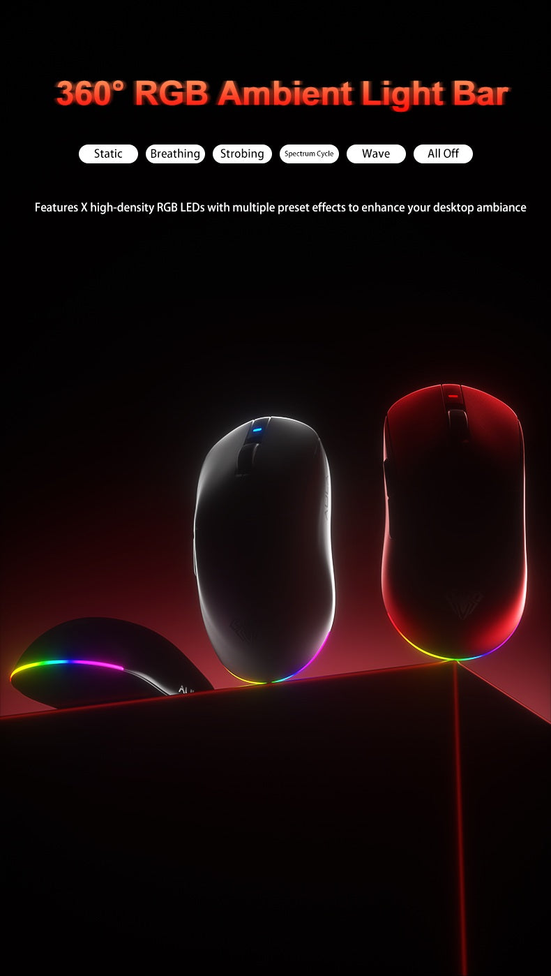 AULA V9 Ultra Wireless Gaming Mouse PAW3950, 8K Polling Rate, Tri-Mode Lightweight Ergonomic Gaming Mouse for PC & Esports