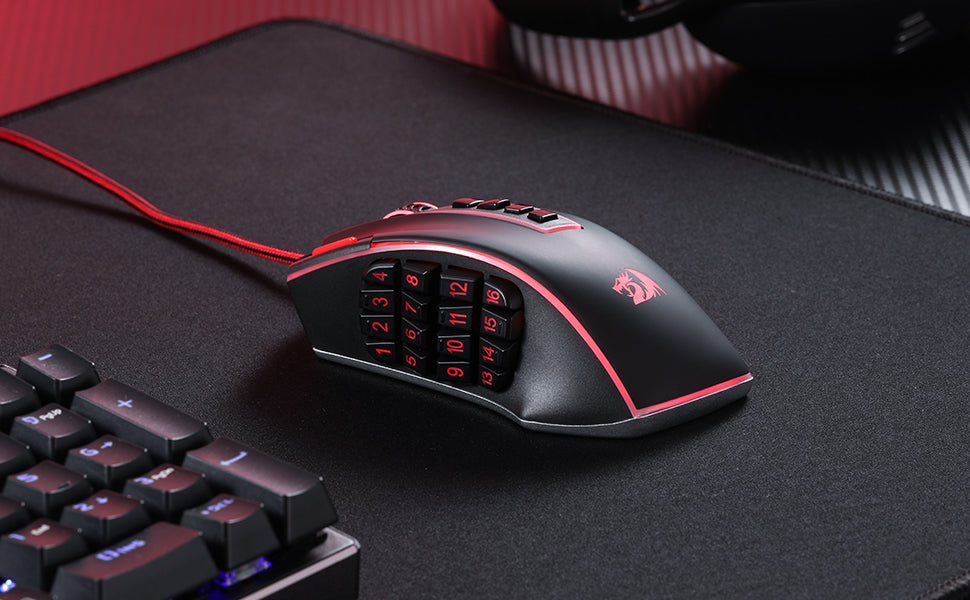 Herná myš Redragon M990 MMO, 32000 DPI, vysoko presná káblová RGB myš pre hráčov s 23 programovateľnými tlačidlami, 16 bočnými makro klávesmi