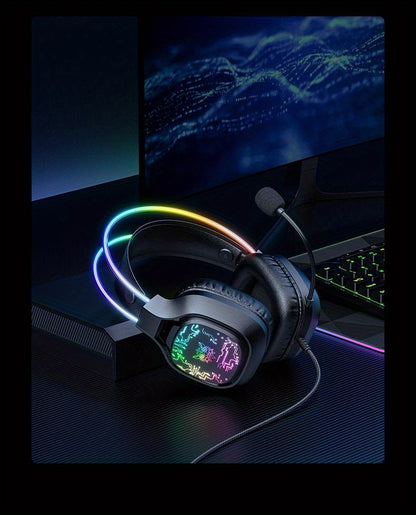 ONIKUMA X22 casque de jeu RGB éclairage dynamique filaire sur l'oreille casque avec micro antibruit pour PC PS4 Xbox PS5