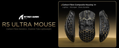 ATTACK SHARK R5 Ultra Carbon Fiber Wireless 8K Gaming Mouse 39g SUPERLIGHT, PixArt PAW3950MAX Gaming Sensor, 8000Hz Wireless Poll