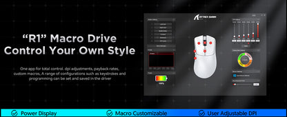 ATTACK SHARK R1 Superlight Wireless Gaming Mouse, 59g Ultra-Light Mouse with PixArt PAW3311 Sensor, 18000 DPI, Tri-Mode Bluetooth & 2.4GHz, 65H Battery