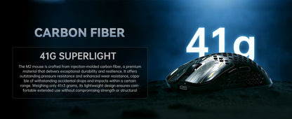 MAMBASNAKE M2 ultralätt trådlös gamingmus, PAW3395PRO-sensor 40000 DPI, 41g kolfiber, tre lägen