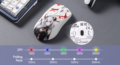 Redragon M916AK PRO 3-Mode Ultra-Light Wireless Gaming Mouse, 26K DPI Anime Gaming Mouse with PixArt 3395 Sensor, Programmable RGB Gaming Mouse