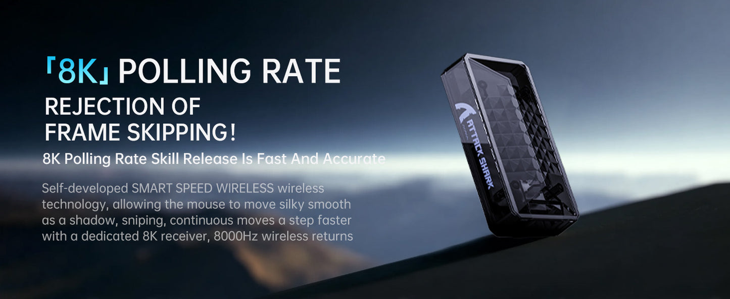 ATTACK SHARK X8 Ultra 8KHz Wireless Gaming Mouse, 55g Superlight Gaming Mouse, PAW3950MAX Sensor, 42,000 DPI, Tri-Mode Bluetooth & USB Gaming Mouse
