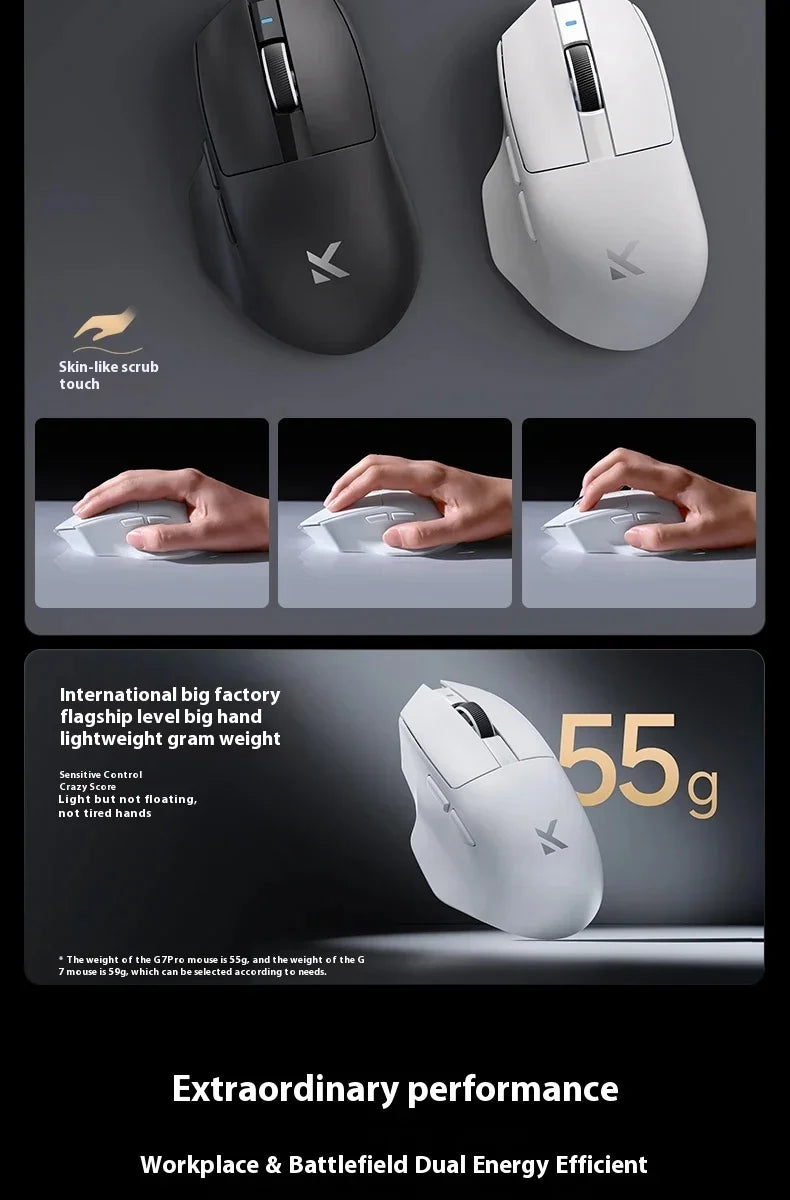 G7 PRO Gaming Mouse Triple Mode Wireless Bluetooth Mouse, Lightweight Ergonomic Gaming Mouse with 26000 DPI Pixart 3395 Sensor for PC Gamer
