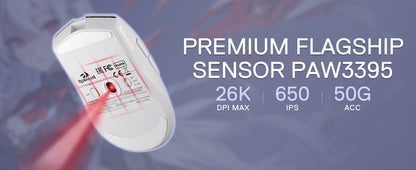 Redragon M916AK PRO 3-Mode Ultra-Light Wireless Gaming Mouse, 26K DPI Anime Gaming Mouse with PixArt 3395 Sensor, Programmable RGB Gaming Mouse