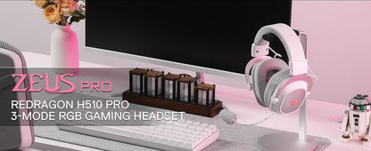 Redragon H510 PRO 3-Mode RGB Gaming 7.1 Surround Sound Headset,53MM Audio Drivers in Memory Foam Ear Pads Headphone