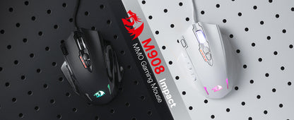 Redragon M908 RGB Wired Gaming Mouse, 18 Programmable Buttons, 12400 DPI USB Gaming Mouse with Customizable RGB Backlight for PC & MMO Gaming