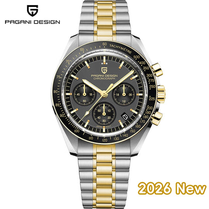 PAGANI DESIGN Planetary Series Saturn Light Tan Quarzuhr für Herren Speed Chronograph AR-Saphirglas Armbanduhr für Herren 2026 Neu