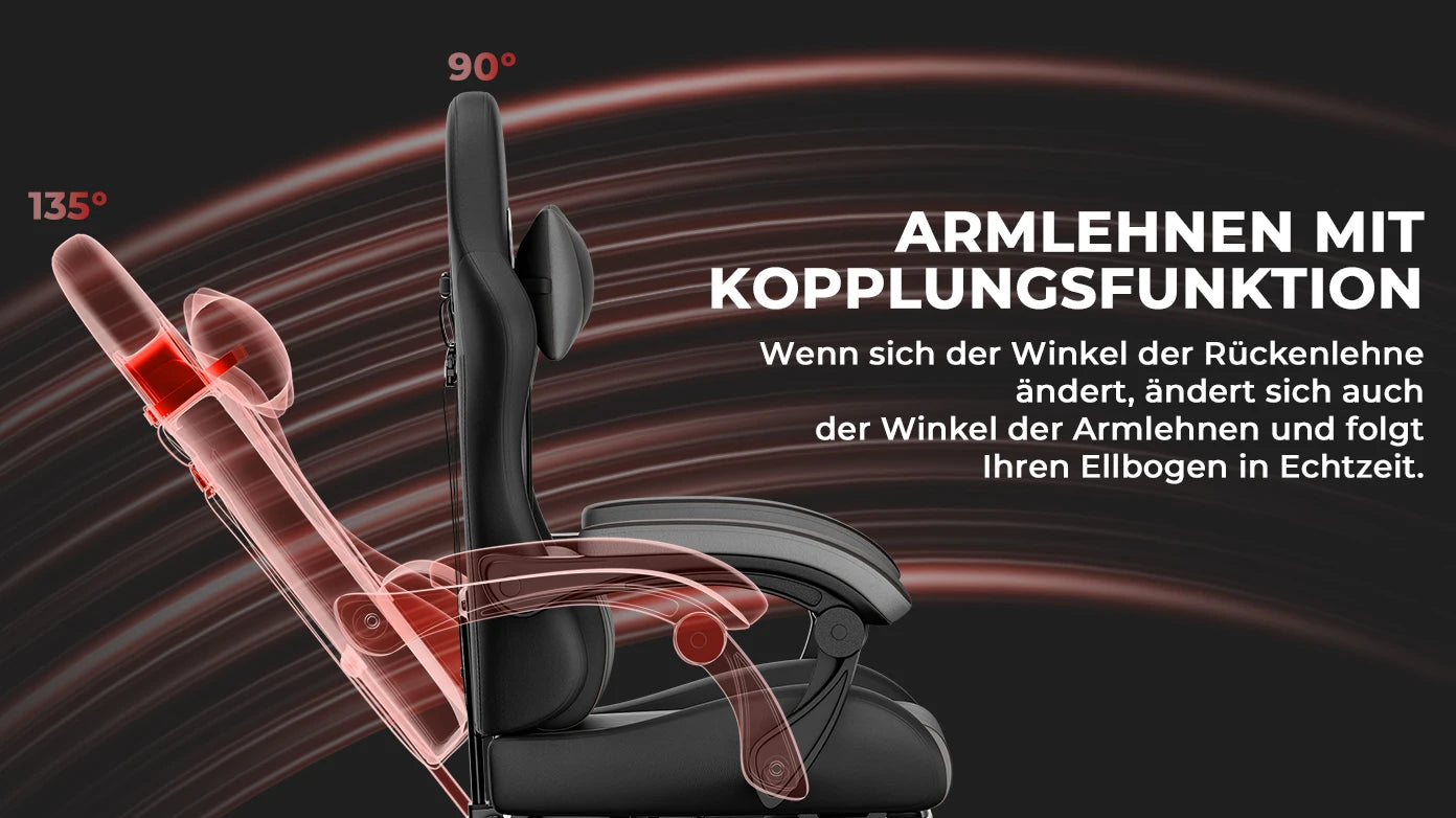 Ergonomic Gaming Chair with Footrest, PU Leather Racing Style Computer Chair, Adjustable Reclining Office Chair with Lumbar Support & Headrest