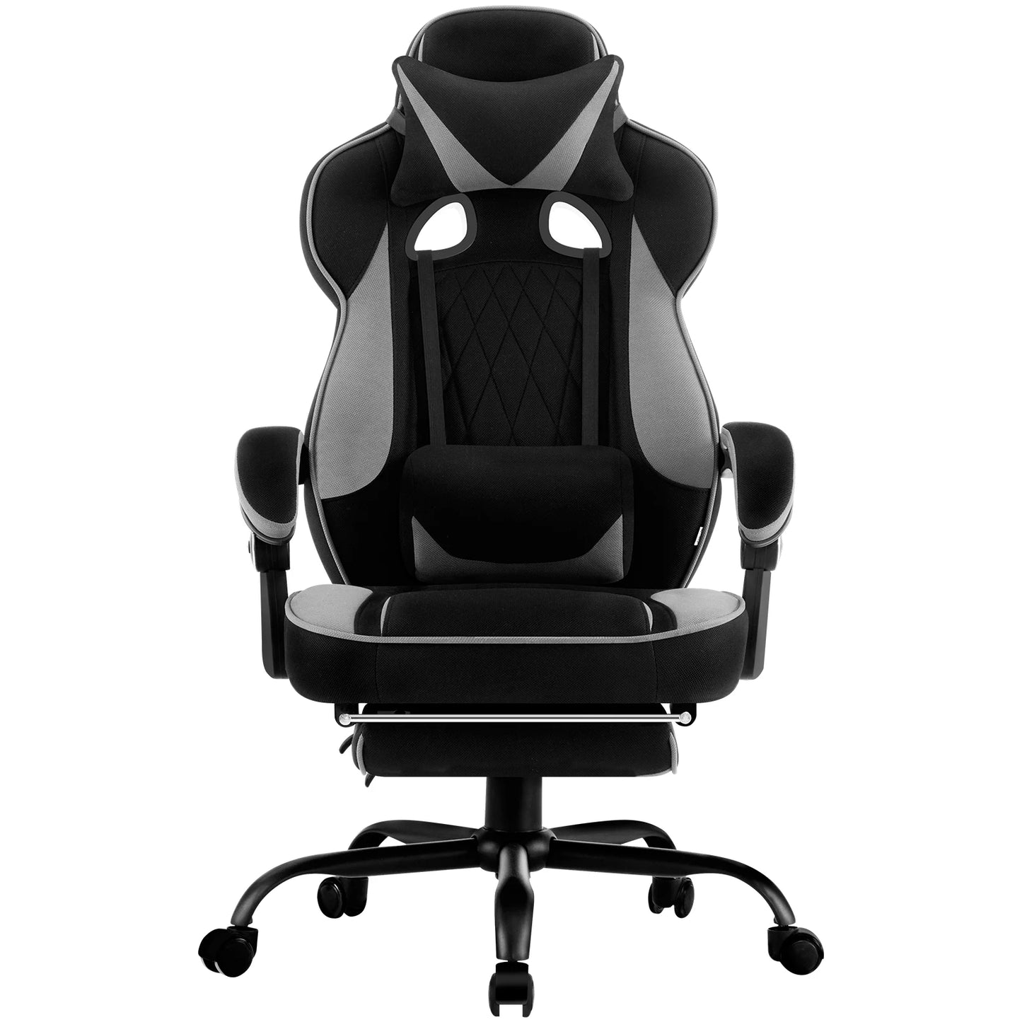 WOLTU Swivel Gaming Chair Ergonomic Office Chair with Footrest, Pocket Spring Cushion, Wide Seat, Adjustable Reclining Computer Chair