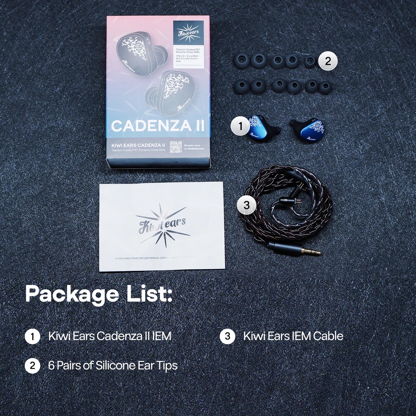 Linsoul Kiwi Ears Cadenza II HiFi Earphones 10mm Titanium Dynamic Driver IEM with KARS 2.0, Detachable Cable, Premium Wired Earbuds