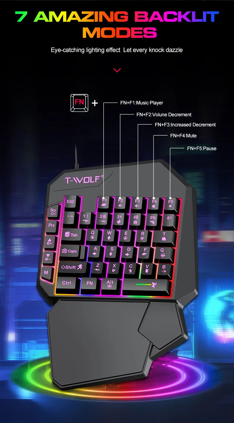 Kit Mobilador Gamer Gaming-Kit Tastatur Maus Mobile-Games-Konverter 3-in-1-Combo Einhand-Tastatur für PUBG Mobile Games TF900
