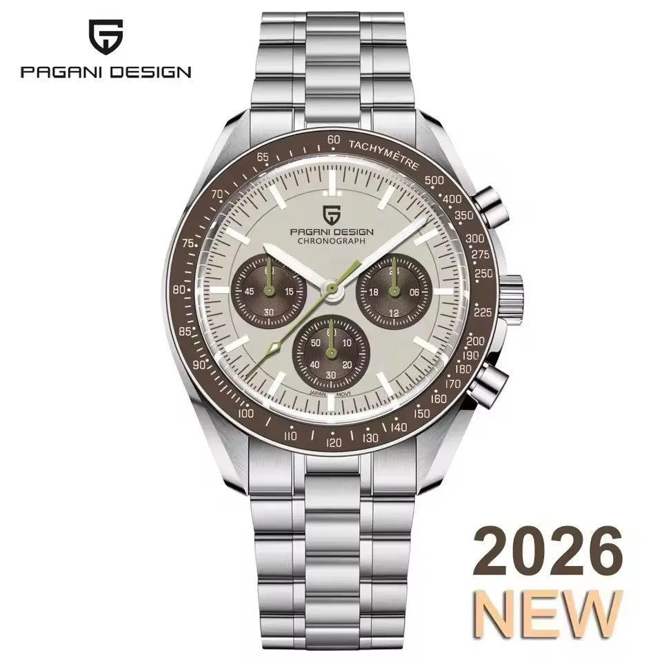 2026 New PAGANI DESIGN V6 Moon Mens Watch Speed Sports Chronograph Quartz Watch Men AR Sapphire Ceramic Bezel safe Clock