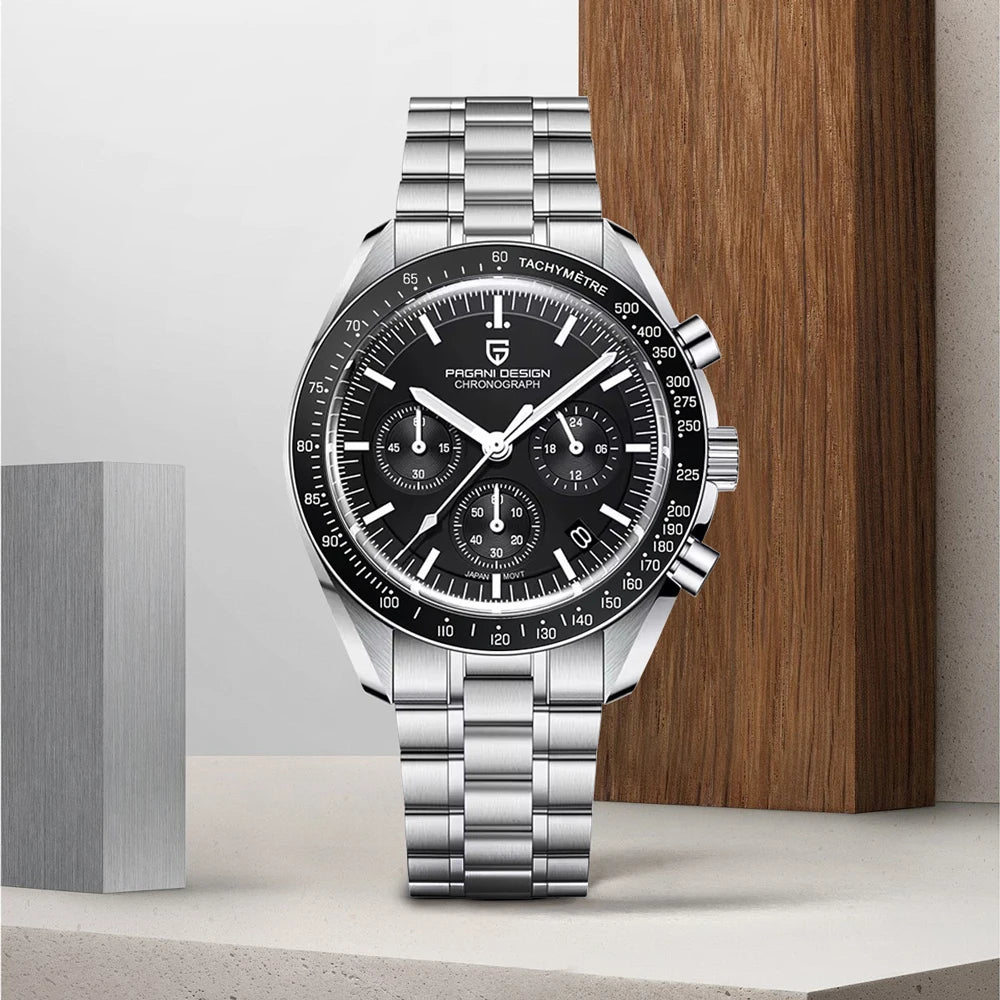 2026 New PAGANI DESIGN V6 Moon Mens Watch Speed Sports Chronograph Quartz Watch Men AR Sapphire Ceramic Bezel safe Clock