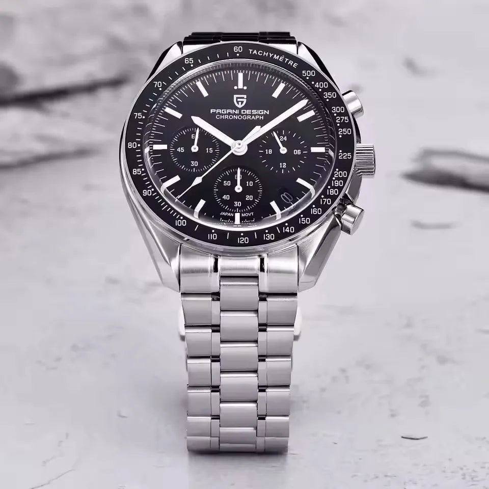 2026 New PAGANI DESIGN V6 Moon Mens Watch Speed Sports Chronograph Quartz Watch Men AR Sapphire Ceramic Bezel safe Clock
