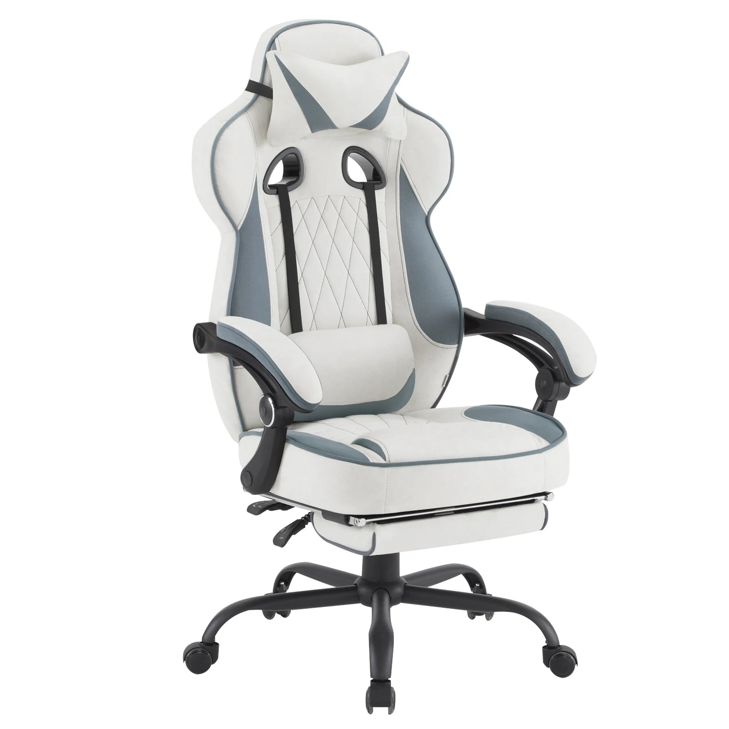 WOLTU Ergonomic Gaming Chair with Footrest, Swivel Computer Chair with Pocket Spring Cushion, Wide Seat Office Chair for Home & Gaming