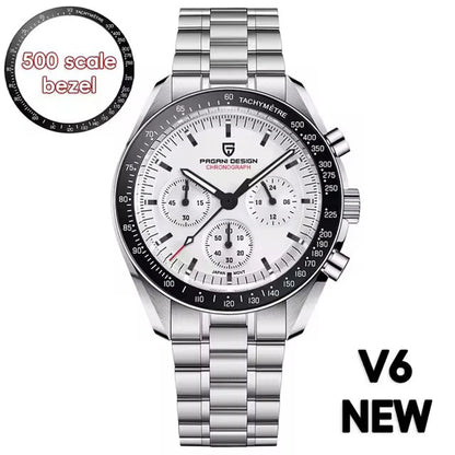 2026 New PAGANI DESIGN V6 Moon Mens Watch Speed Sports Chronograph Quartz Watch Men AR Sapphire Ceramic Bezel safe Clock