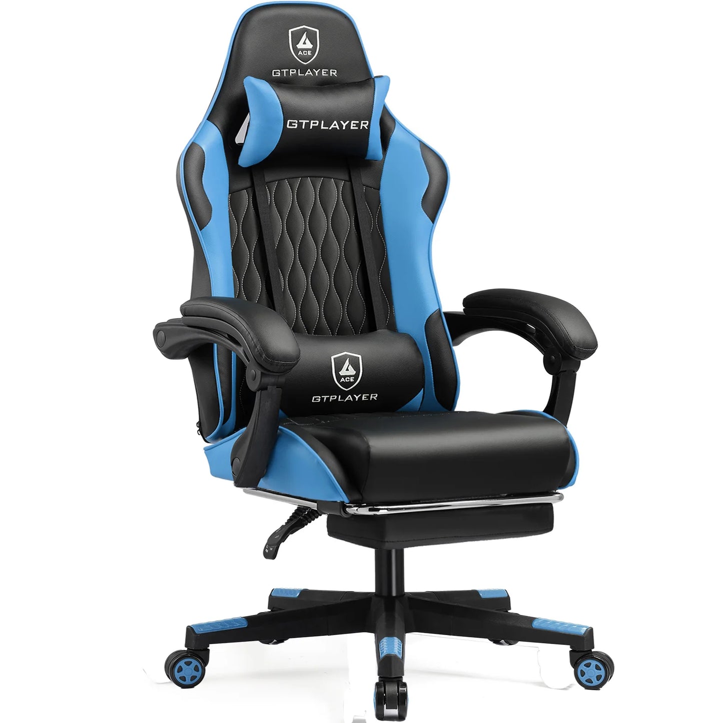Cadeira gaming GTPLAYER Cadeira gamer Cadeira de escritório ergonómica Apoio para os pés ajustável Apoio lombar e almofadas Cadeira gaming