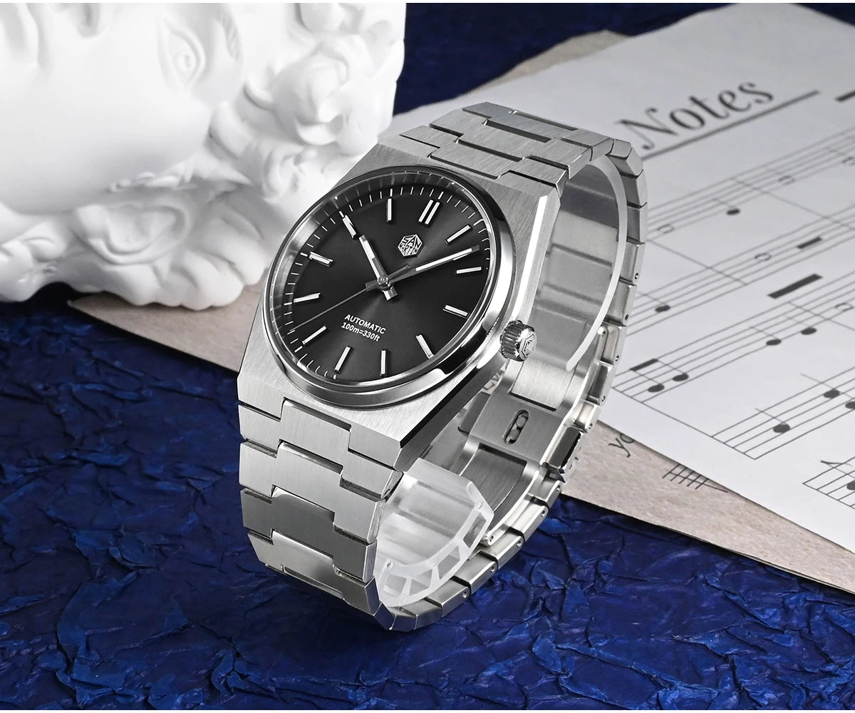 San Martin Classic Men Watch 40mm Miyota 9015 Luxury Dress Automatic Mechanical Wristwatch Quick Release Bracelet SN0023 Reloj