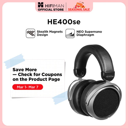 HIFIMAN HE400SE Stealth Magnets Planar Magnetic Wired Headphones Open-Back HiFi Over-Ear Headphones