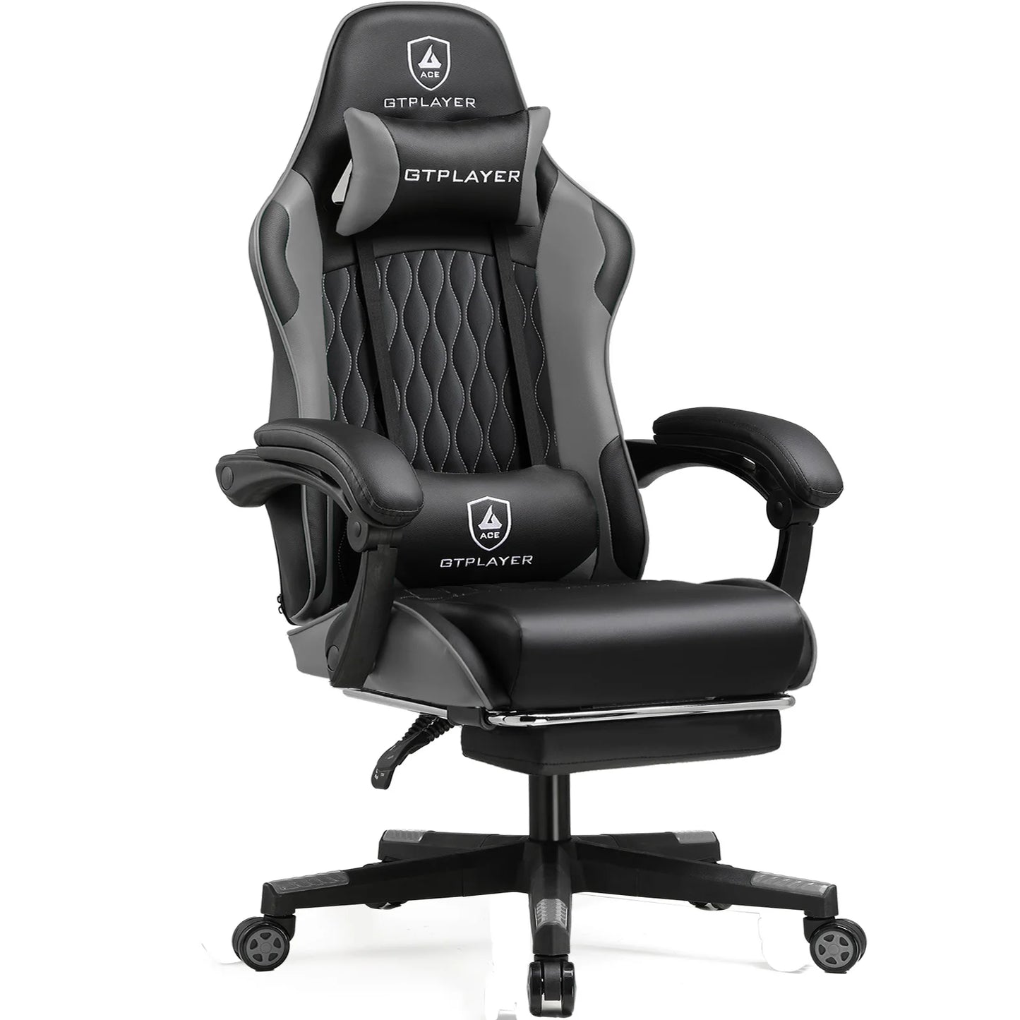 Cadeira gaming GTPLAYER Cadeira gamer Cadeira de escritório ergonómica Apoio para os pés ajustável Apoio lombar e almofadas Cadeira gaming