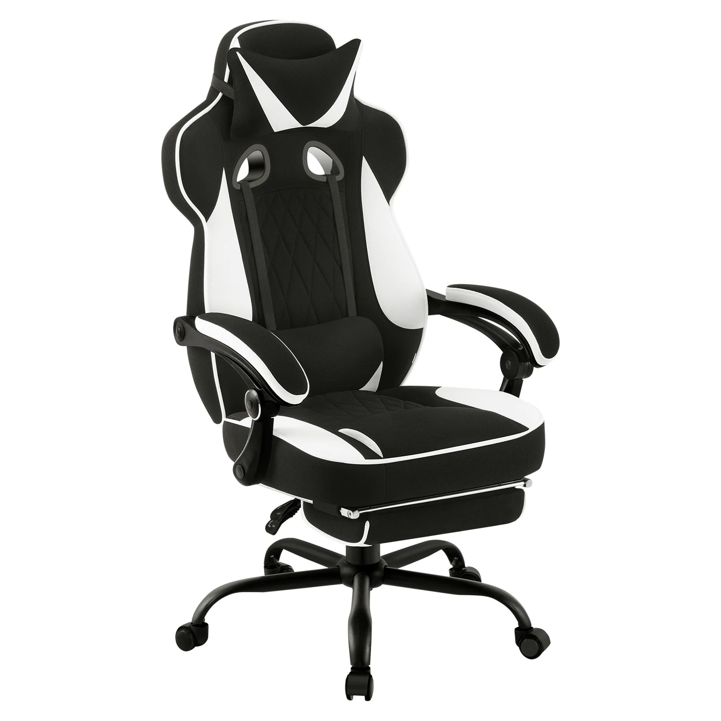 WOLTU Ergonomic Gaming Chair with Footrest, Swivel Computer Chair with Pocket Spring Cushion, Wide Seat Office Chair for Home & Gaming