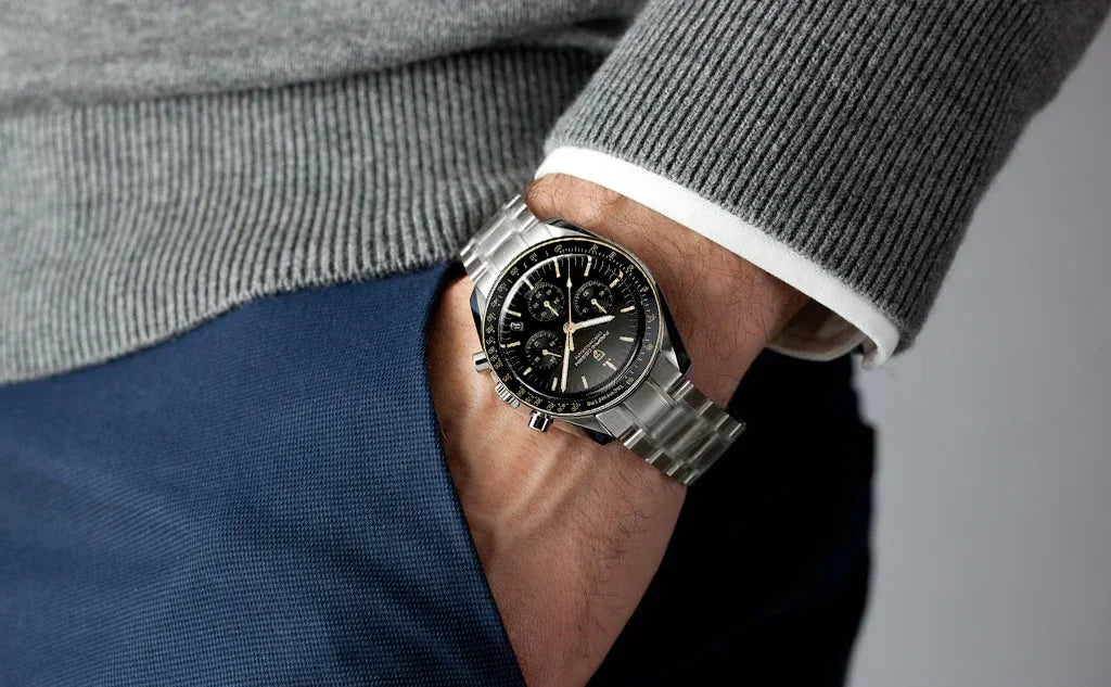 2026 New PAGANI DESIGN V6 Moon Mens Watch Speed Sports Chronograph Quartz Watch Men AR Sapphire Ceramic Bezel safe Clock