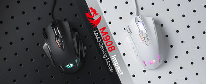 Redragon M908 RGB Wired Gaming Mouse, 18 Programmable Buttons, 12400 DPI USB Gaming Mouse with Customizable RGB Backlight for PC & MMO Gaming