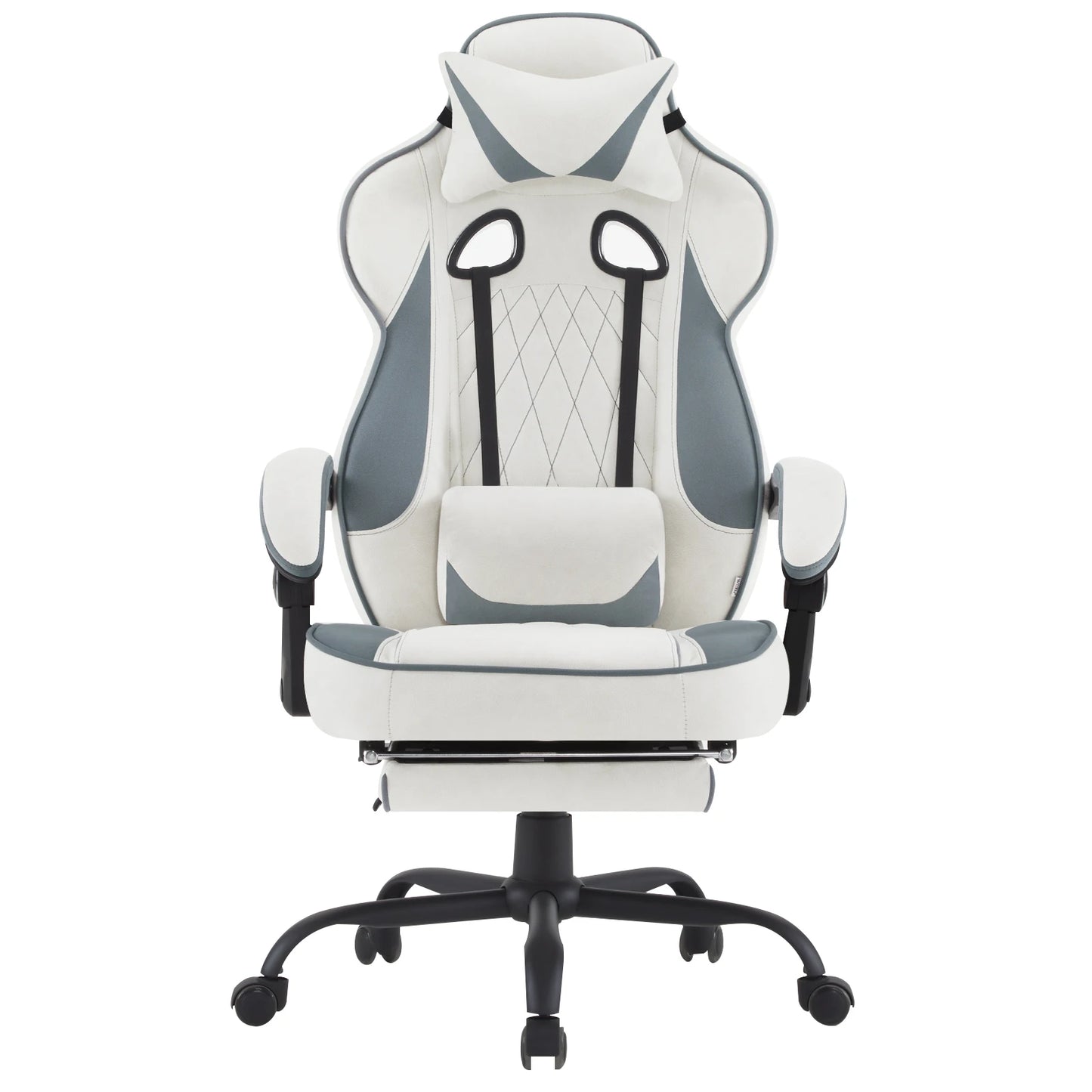 WOLTU Swivel Gaming Chair Ergonomic Office Chair with Footrest, Pocket Spring Cushion, Wide Seat, Adjustable Reclining Computer Chair