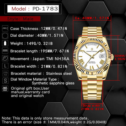 2026 New PAGANI DESIGN add40 Men's Watch NH36 Mechanical wristwatch Luxury Automatic Watch For Men AR Sapphire water lock