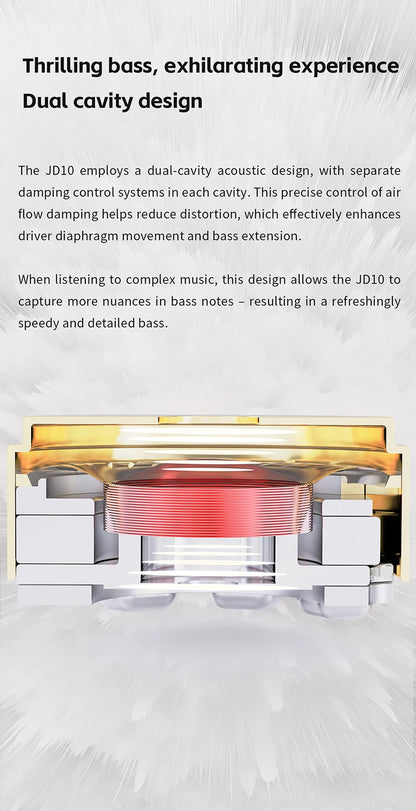 FiiO JD10 Wired In-Ear Earphones HiFi Bass Stereo Earbuds with 3.5mm Type-C Connector, High Resolution Audio Music Earphones for Gaming, Sports & Daily Use