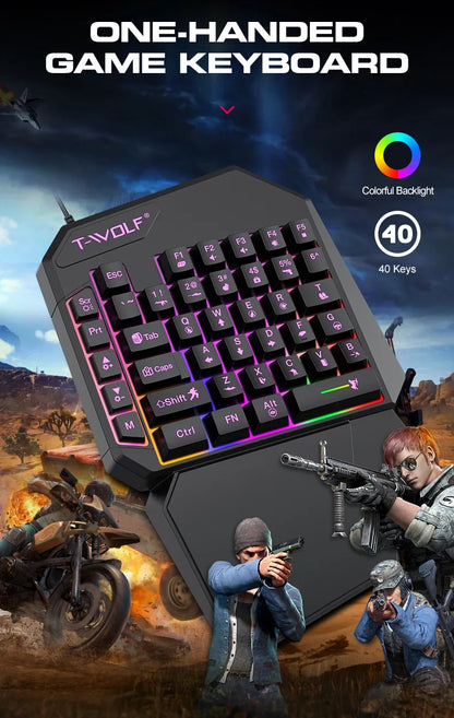 Kit Mobilador Gamer Gaming-Kit Tastatur Maus Mobile-Games-Konverter 3-in-1-Combo Einhand-Tastatur für PUBG Mobile Games TF900