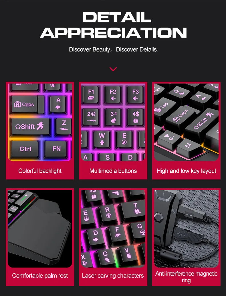 Kit Mobilador Gamer Gaming-Kit Tastatur Maus Mobile-Games-Konverter 3-in-1-Combo Einhand-Tastatur für PUBG Mobile Games TF900