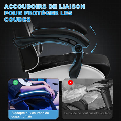 Cadeira gaming GTPLAYER Cadeira gamer Cadeira de escritório ergonómica Apoio para os pés ajustável Apoio lombar e almofadas Cadeira gaming