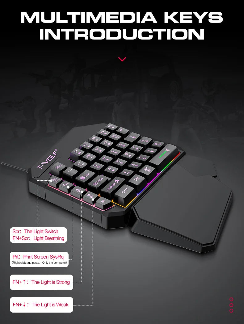Kit Mobilador Gamer Gaming-Kit Tastatur Maus Mobile-Games-Konverter 3-in-1-Combo Einhand-Tastatur für PUBG Mobile Games TF900