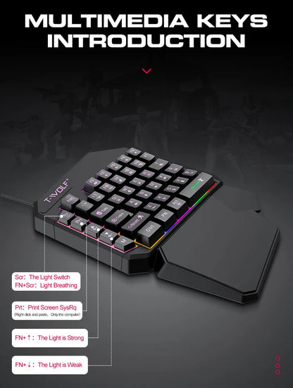 Kit Mobilador Gamer Gaming-Kit Tastatur Maus Mobile-Games-Konverter 3-in-1-Combo Einhand-Tastatur für PUBG Mobile Games TF900