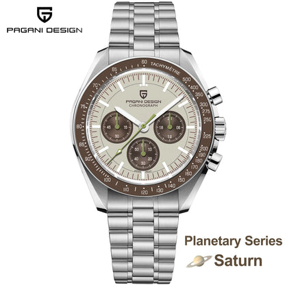 PAGANI DESIGN Planetary Series Saturn Light Tan Quarzuhr für Herren Speed Chronograph AR-Saphirglas Armbanduhr für Herren 2026 Neu