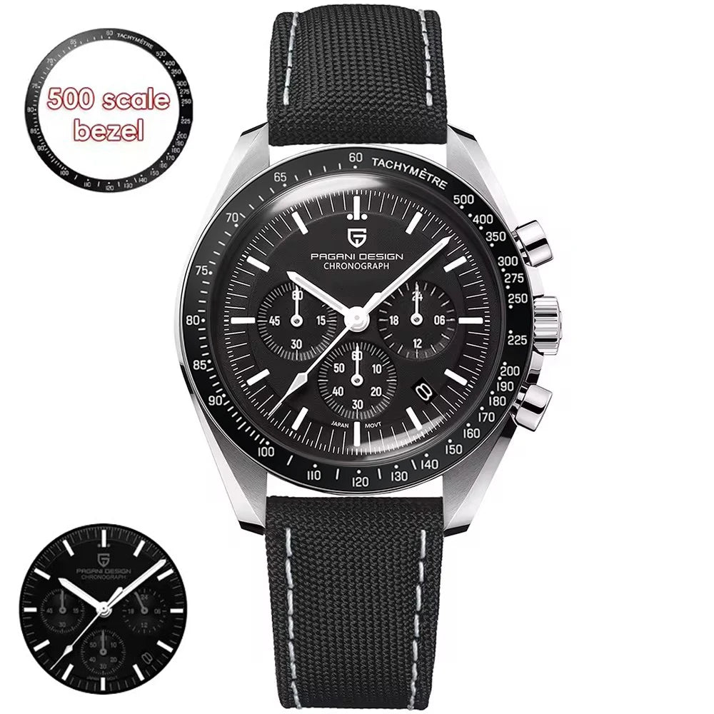 2026 New PAGANI DESIGN V6 Moon Mens Watch Speed Sports Chronograph Quartz Watch Men AR Sapphire Ceramic Bezel safe Clock