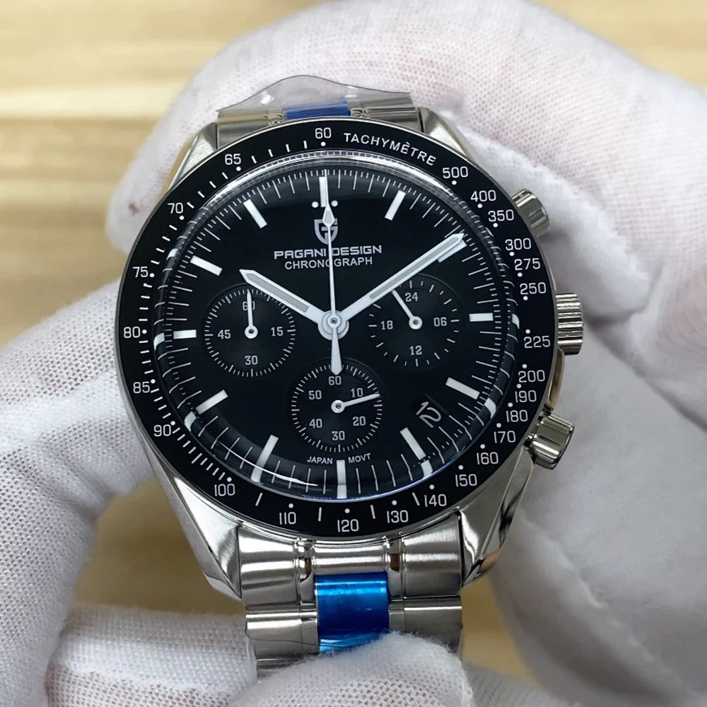 2026 New PAGANI DESIGN V6 Moon Mens Watch Speed Sports Chronograph Quartz Watch Men AR Sapphire Ceramic Bezel safe Clock
