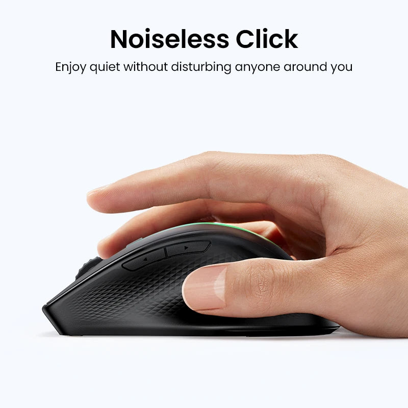 UGREEN Wireless Mouse Bluetooth 5.0 Ergonomic Mouse, 4000 DPI Silent Wireless Mouse with 2.4G USB Receiver, 6 Buttons for MacBook, Laptop, PC & Tablet