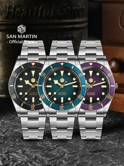 San Martin New 37mm BB54 Vintage Diver Watch ST2130 Automatic Mechanical Men Wristwatch Sapphire Luminous Waterproof 200m SN0138