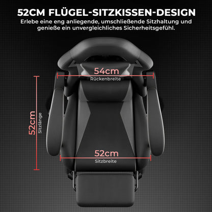 Ergonomic Gaming Chair with Footrest, PU Leather Racing Style Computer Chair, Adjustable Reclining Office Chair with Lumbar Support & Headrest